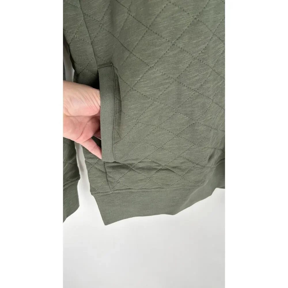 Frank & Oak Quilted Pop Over in Olive Green Mens Size XL New Sweater Pullover